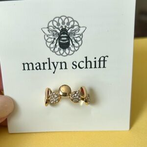 Marlyn Schiff Gold Pavé Dot Adjustable Ring with Crystal Accents
